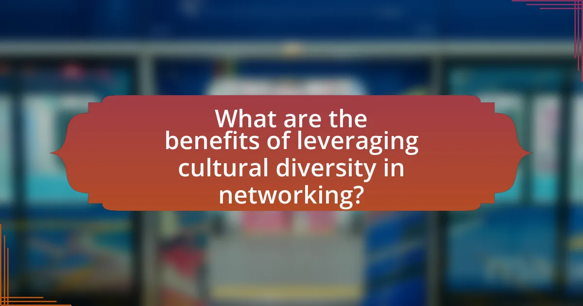 What are the benefits of leveraging cultural diversity in networking?