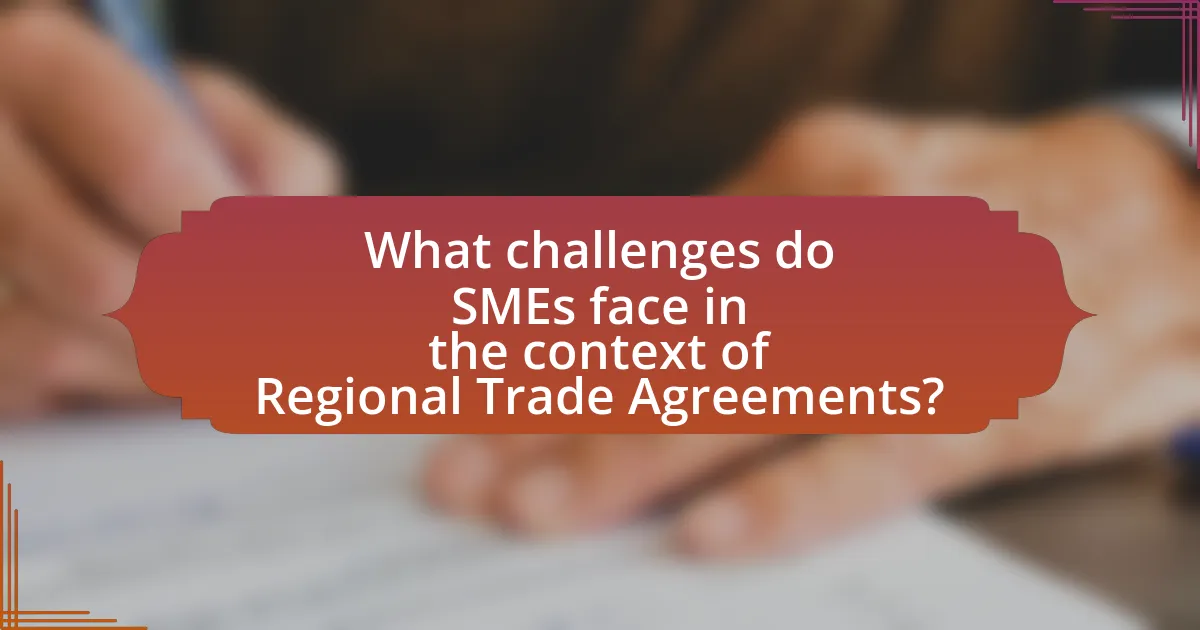 What challenges do SMEs face in the context of Regional Trade Agreements?