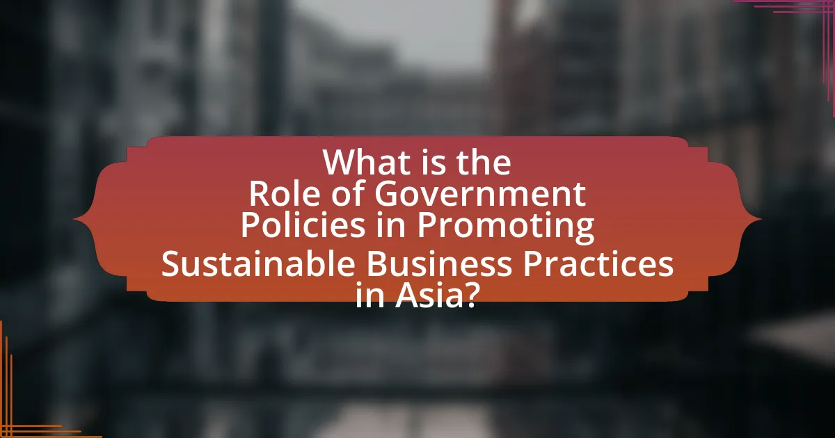 What is the Role of Government Policies in Promoting Sustainable Business Practices in Asia?